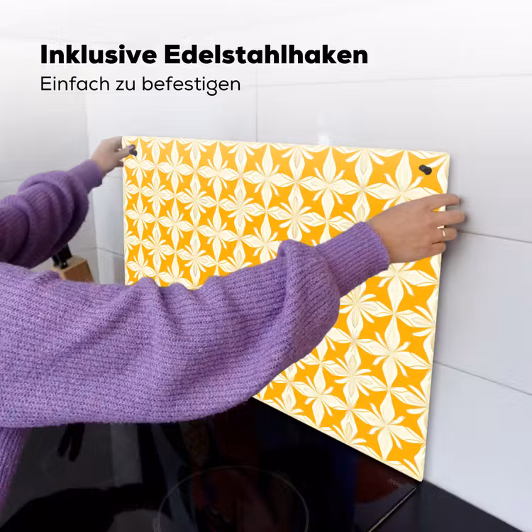 Patroon - Retro - Geel Inductie beschemer met haakjes klein 777 -ky-ophangen-de