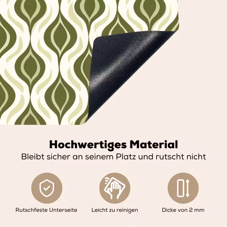 Patroon - Retro - Groen Inductie beschemer met haakjes klein 777 -ky-onderkant-de