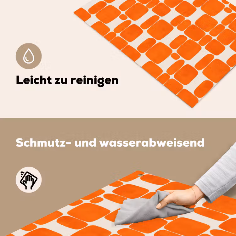 Patroon - Retro - Oranje Inductie beschemer met haakjes klein 777 -ky-schoon-de