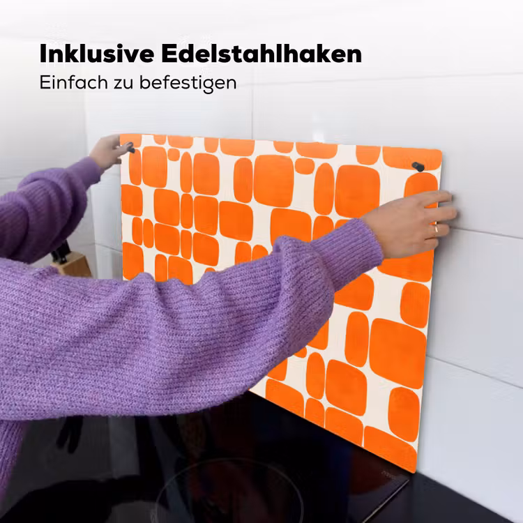 Patroon - Retro - Oranje Inductie beschemer met haakjes klein 777 -ky-ophangen-de