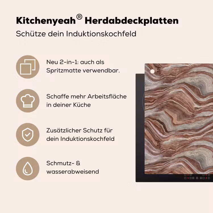 Patroon - Zandsteen - Travertijn Inductie beschemer met haakjes klein 777 -ky-usp-de