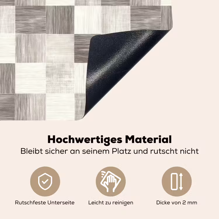 Patroon - Dambord - Houtnerf Inductie beschemer met haakjes klein 777 -ky-onderkant-de