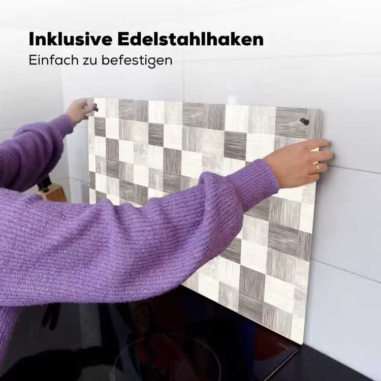 Patroon - Dambord - Houtnerf Inductie beschemer met haakjes klein 777 -ky-ophangen-de