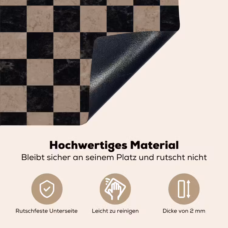 Patroon - Dambord - Marmer Inductie beschemer met haakjes klein 777 -ky-onderkant-de