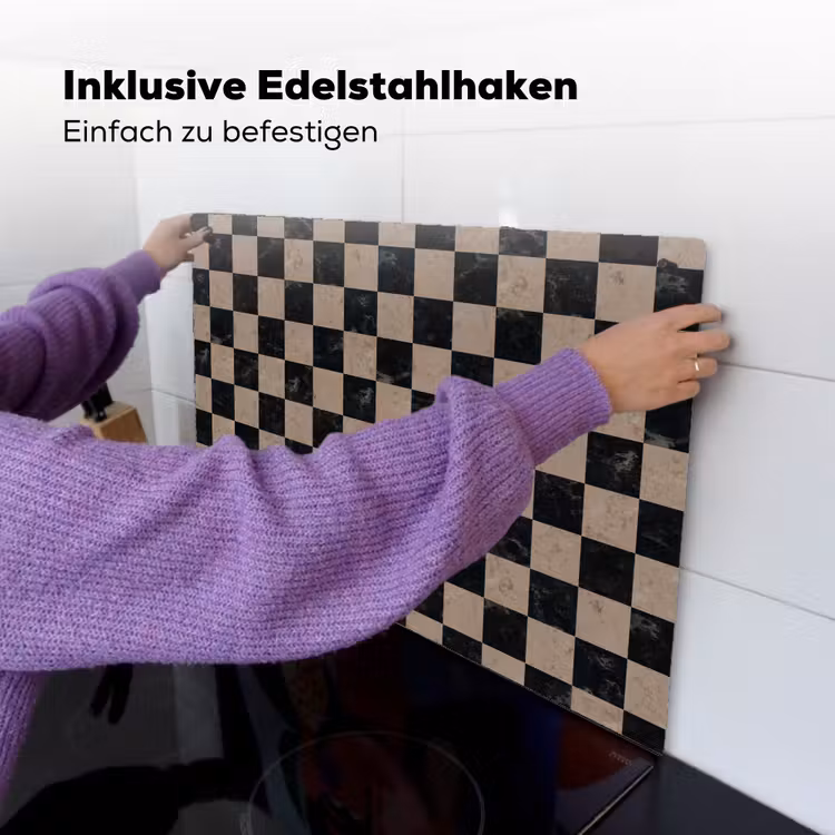 Patroon - Dambord - Marmer Inductie beschemer met haakjes klein 777 -ky-ophangen-de