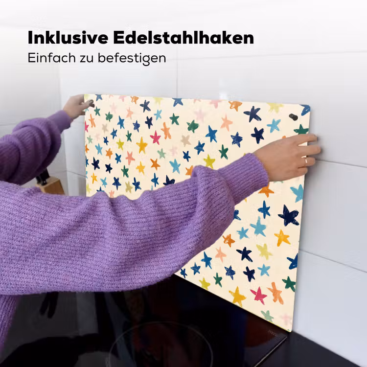 Patroon - Sterren - Kleurrijk Inductie beschemer met haakjes klein 777 -ky-ophangen-de