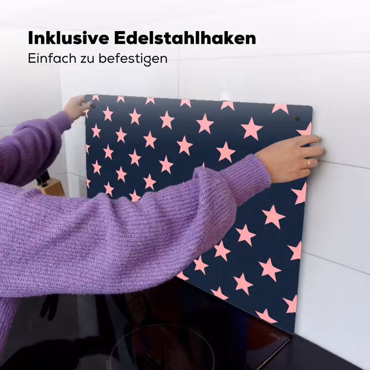 Patroon - Sterren - Roze Inductie beschemer met haakjes klein 777 -ky-ophangen-de