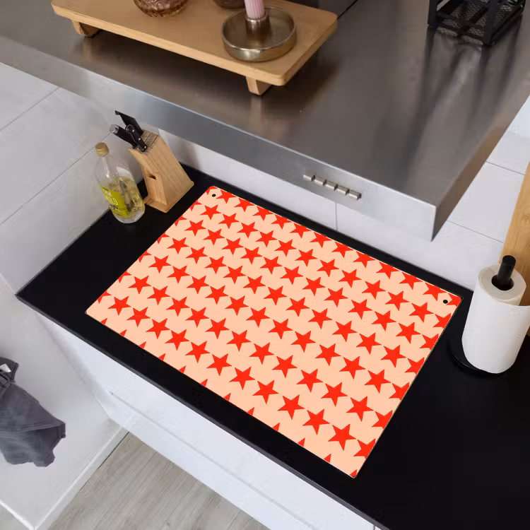 Patroon - Sterren - Rood Inductie beschemer met haakjes klein 777 -sfeer1