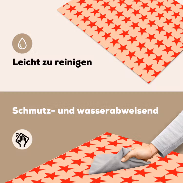 Patroon - Sterren - Rood Inductie beschemer met haakjes klein 777 -ky-schoon-de