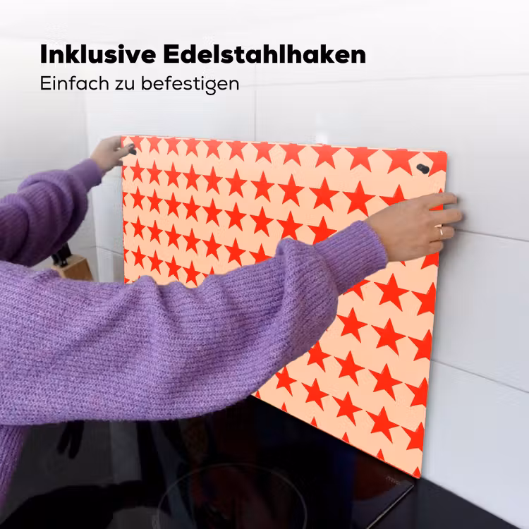 Patroon - Sterren - Rood Inductie beschemer met haakjes klein 777 -ky-ophangen-de