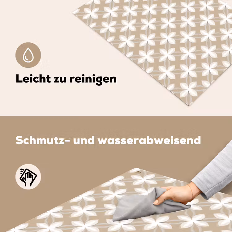 Patroon - Symmetrisch - Beige Inductie beschemer met haakjes klein 777 -ky-schoon-de