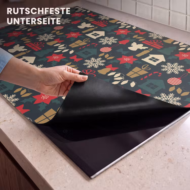 2-in-1 Herdabdeckplatte & Spritzschutz - Muster - Weihnachten - Symbole - Patroon - Kerst - Symbolen Inductie beschemer met haakjes klein 777