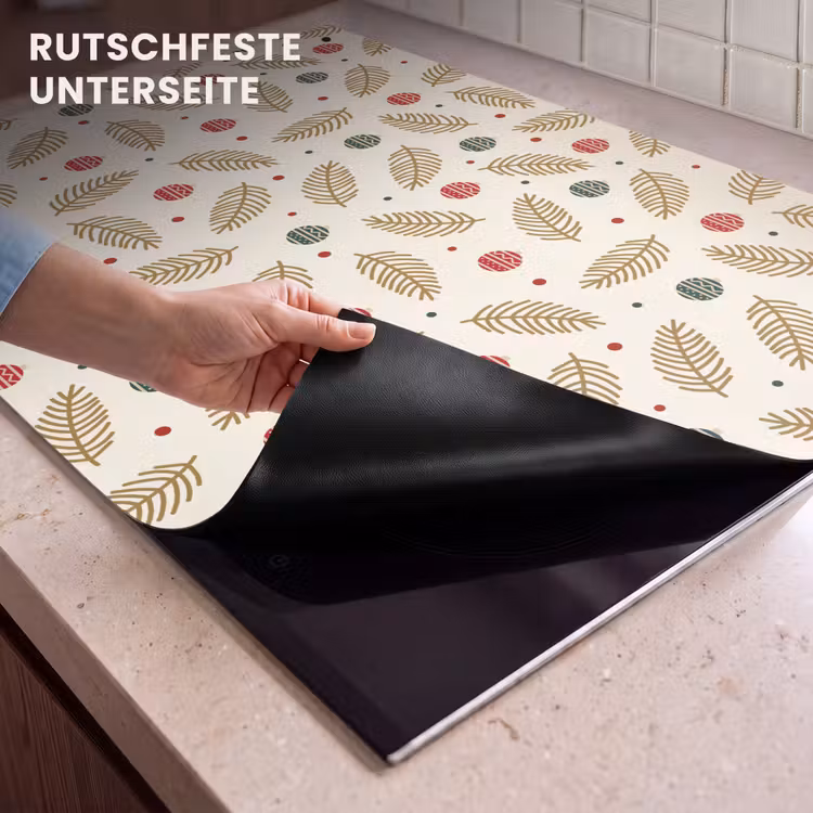 2-in-1 Herdabdeckplatte & Spritzschutz - Muster - Weihnachten - Symbole - Beige - Patroon - Kerst - Symbolen - Beige Inductie beschemer met haakjes klein 777
