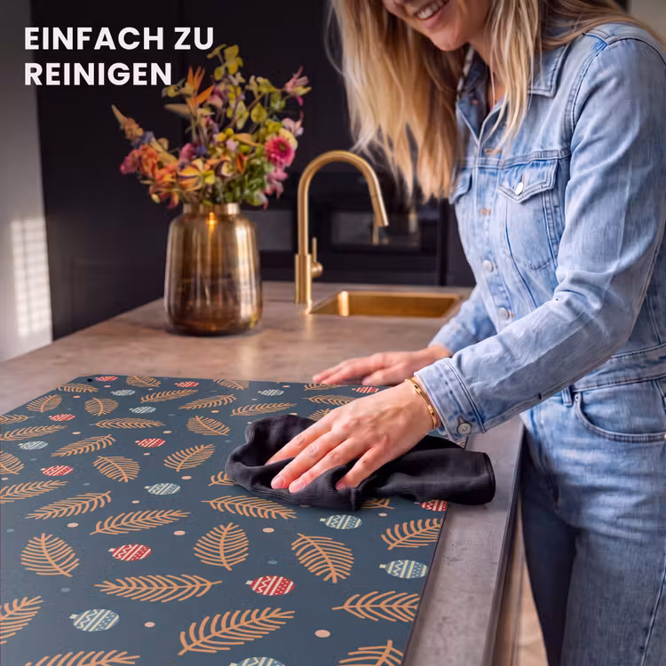2-in-1 Herdabdeckplatte & Spritzschutz - Muster - Weihnachten - Symbole - Dunkelblau - Patroon - Kerst - Symbolen - Donkerblauw Inductie beschemer met haakjes klein 777