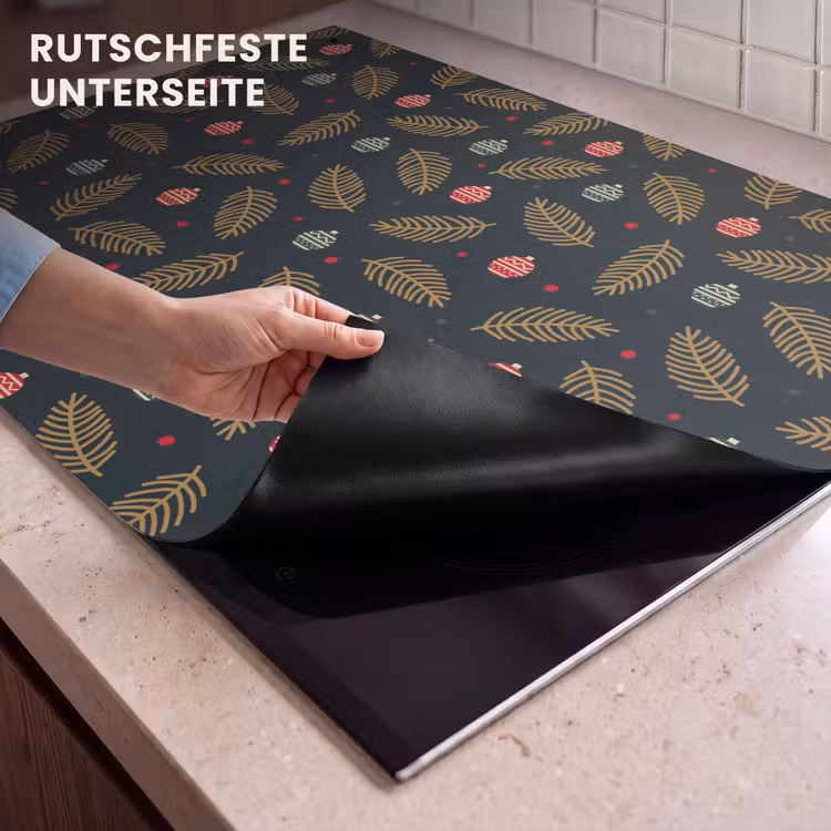 2-in-1 Herdabdeckplatte & Spritzschutz - Muster - Weihnachten - Symbole - Grün - Patroon - Kerst - Symbolen - Groen Inductie beschemer met haakjes klein 777