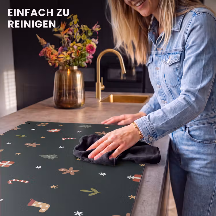 2-in-1 Herdabdeckplatte & Spritzschutz - Muster - Weihnachtssymbole - Grün - Patroon - Kerstsymbolen - Groen Inductie beschemer met haakjes klein 777