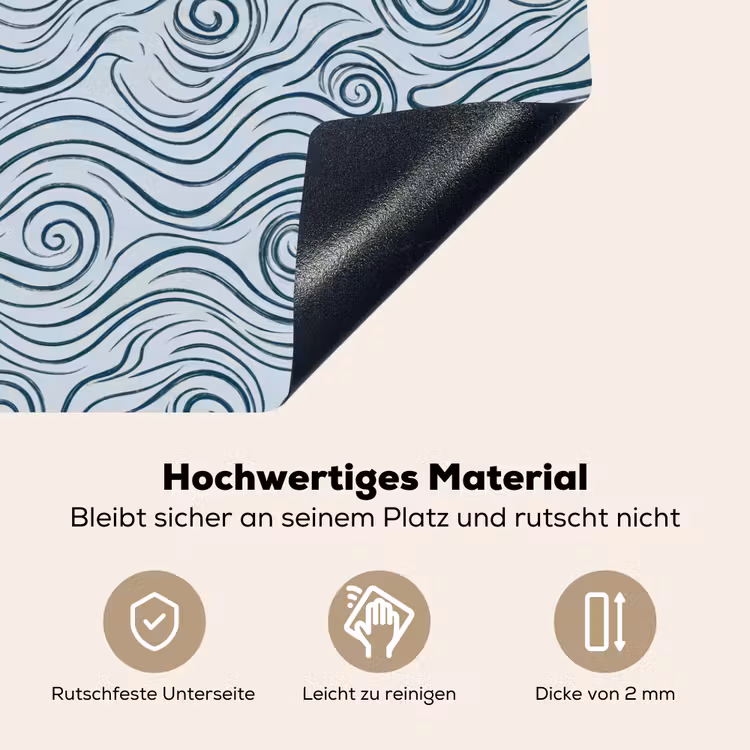 Patroon - Golven - Abstract - Modern - Blauw Inductie beschemer met haakjes klein -ky-onderkant-de
