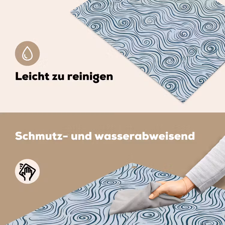 Patroon - Golven - Abstract - Modern - Blauw Inductie beschemer met haakjes klein -ky-schoon-de