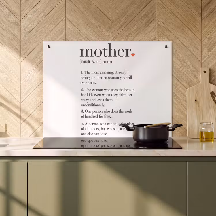 2-in-1 Herdabdeckplatte & Spritzschutz - Mutter Definition - Zitate - Mutter - Sprichwörter - Moeder definitie - Quotes - Mother - Spreuken Inductie beschemer met haakjes klein