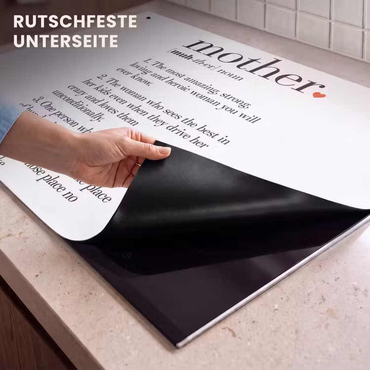 2-in-1 Herdabdeckplatte & Spritzschutz - Mutter Definition - Zitate - Mutter - Sprichwörter - Moeder definitie - Quotes - Mother - Spreuken Inductie beschemer met haakjes klein