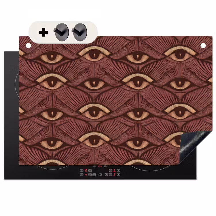 2-in-1 Herdabdeckplatte & Spritzschutz - Mystic - Augen - Braun - Mystiek - Ogen - Bruin Inductie beschemer met haakjes klein 777