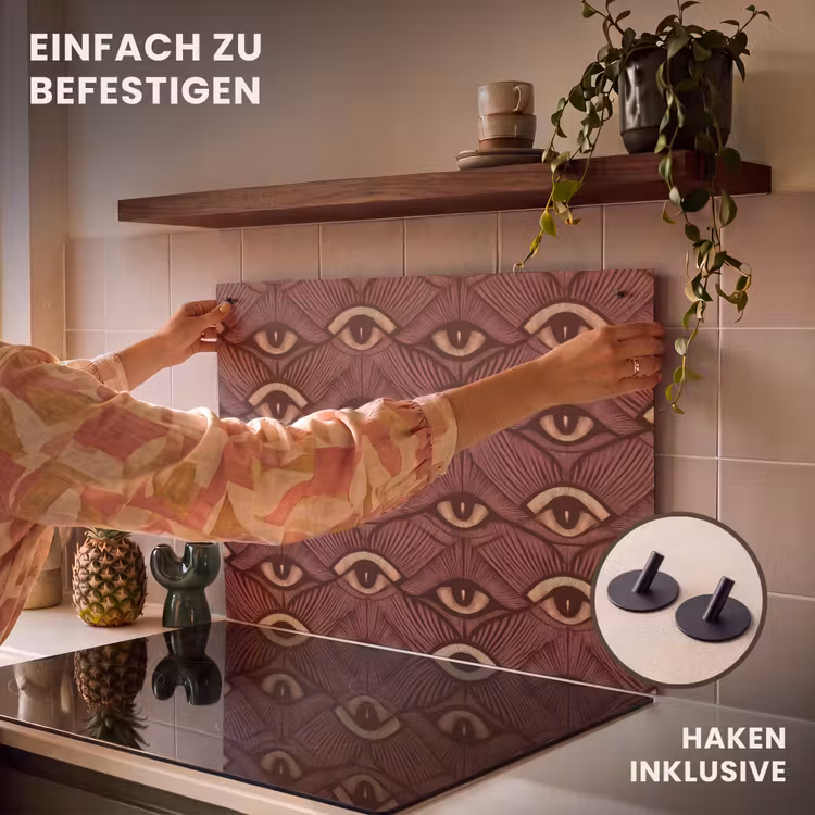 2-in-1 Herdabdeckplatte & Spritzschutz - Mystic - Augen - Braun - Mystiek - Ogen - Bruin Inductie beschemer met haakjes klein 777