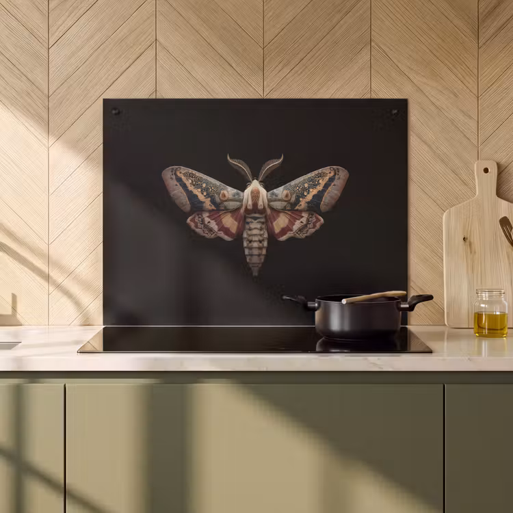 2-in-1 Herdabdeckplatte & Spritzschutz - Nachtfalter - Orientalische Muster - Ornamental - Mot - Oosterse patronen - Sierlijk Inductie beschemer met haakjes klein