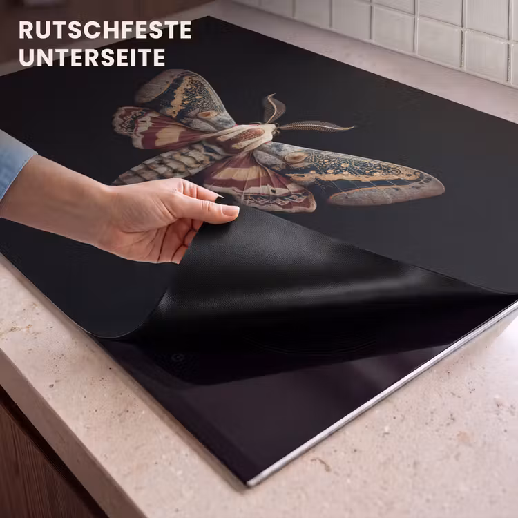 2-in-1 Herdabdeckplatte & Spritzschutz - Nachtfalter - Orientalische Muster - Ornamental - Mot - Oosterse patronen - Sierlijk Inductie beschemer met haakjes klein