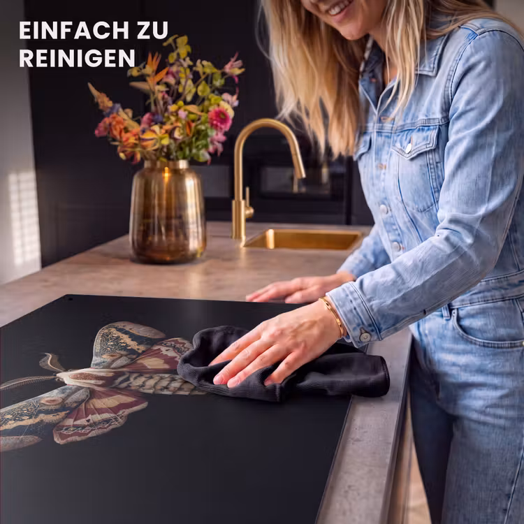 2-in-1 Herdabdeckplatte & Spritzschutz - Nachtfalter - Orientalische Muster - Ornamental - Mot - Oosterse patronen - Sierlijk Inductie beschemer met haakjes klein
