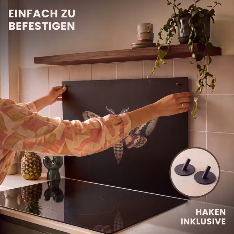 2-in-1 Herdabdeckplatte & Spritzschutz - Nachtfalter - Orientalische Muster - Ornamental - Mot - Oosterse patronen - Sierlijk Inductie beschemer met haakjes klein