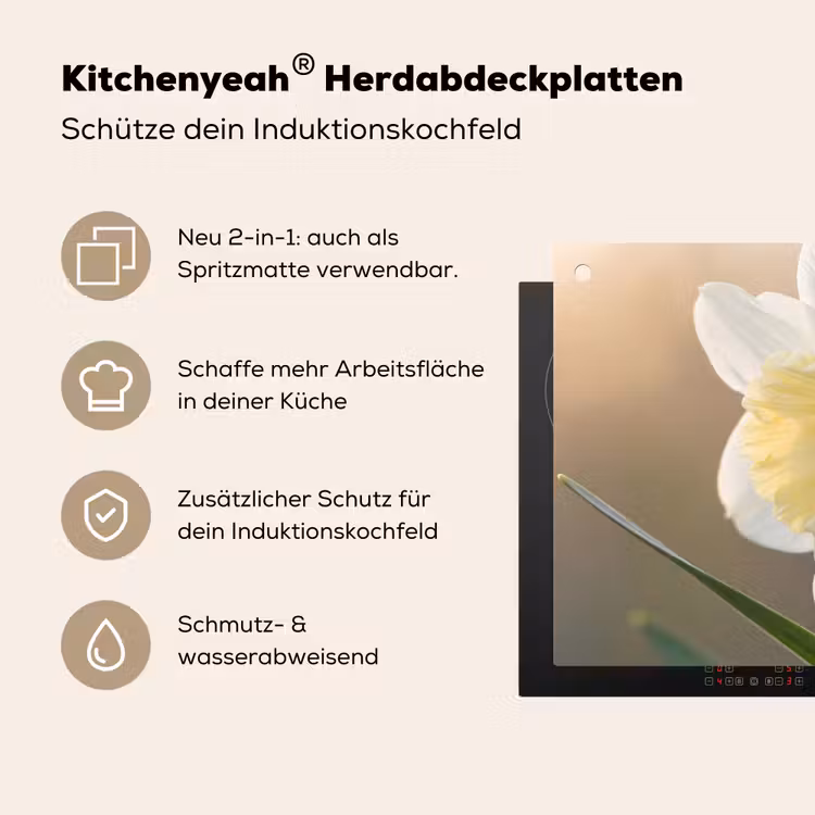 Narcis - Bloem - Minimalistisch Inductie beschemer met haakjes klein -ky-usp-de