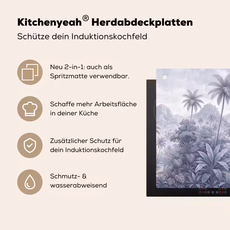Natuur - Boom - Tropisch - Landschap - Blauw Inductie beschemer met haakjes klein -ky-usp-de