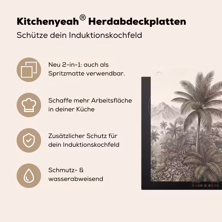 Natuur - Bergen - Rivier - Tropisch - Vintage Inductie beschemer met haakjes klein -ky-usp-de