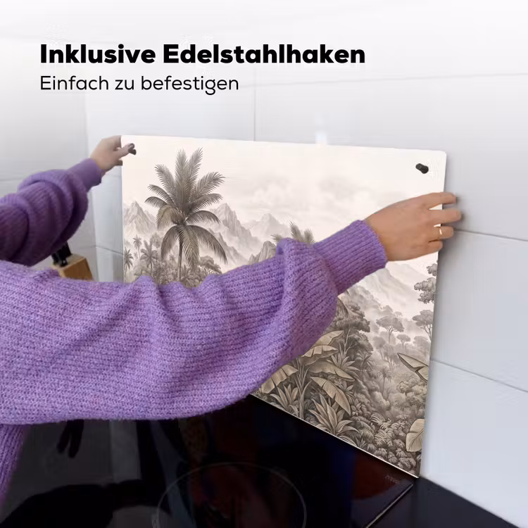 Natuur - Bergen - Rivier - Tropisch - Vintage Inductie beschemer met haakjes klein -ky-ophangen-de