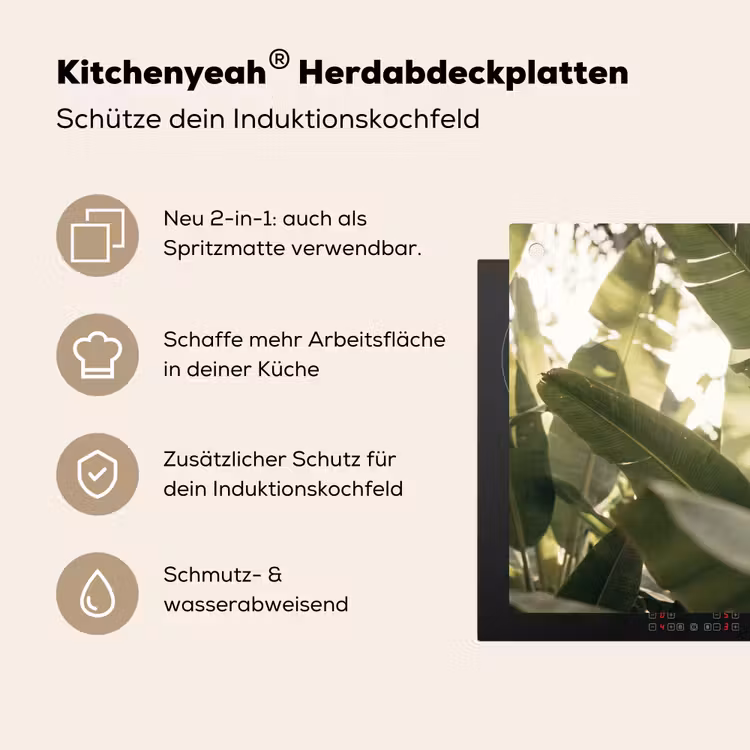 Natuur - Bladeren - Groen - Tropisch - Detail Inductie beschemer met haakjes klein -ky-usp-de