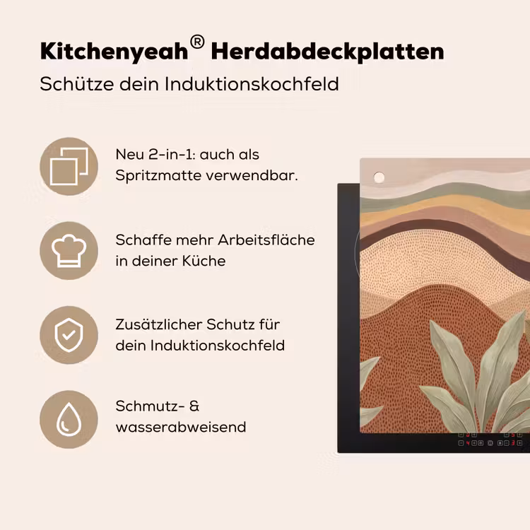 Natuur - Bladeren - Landschap - Abstract - Aardetinten Inductie beschemer met haakjes klein -ky-usp-de