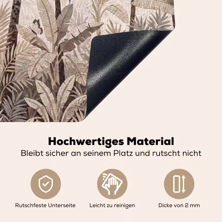 Natuur - Bladeren - Landschap - Mozaïek - Beige Inductie beschemer met haakjes klein -ky-onderkant-de
