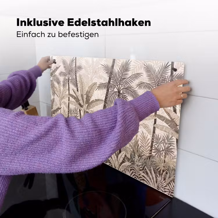 Natuur - Bladeren - Landschap - Mozaïek - Beige Inductie beschemer met haakjes klein -ky-ophangen-de