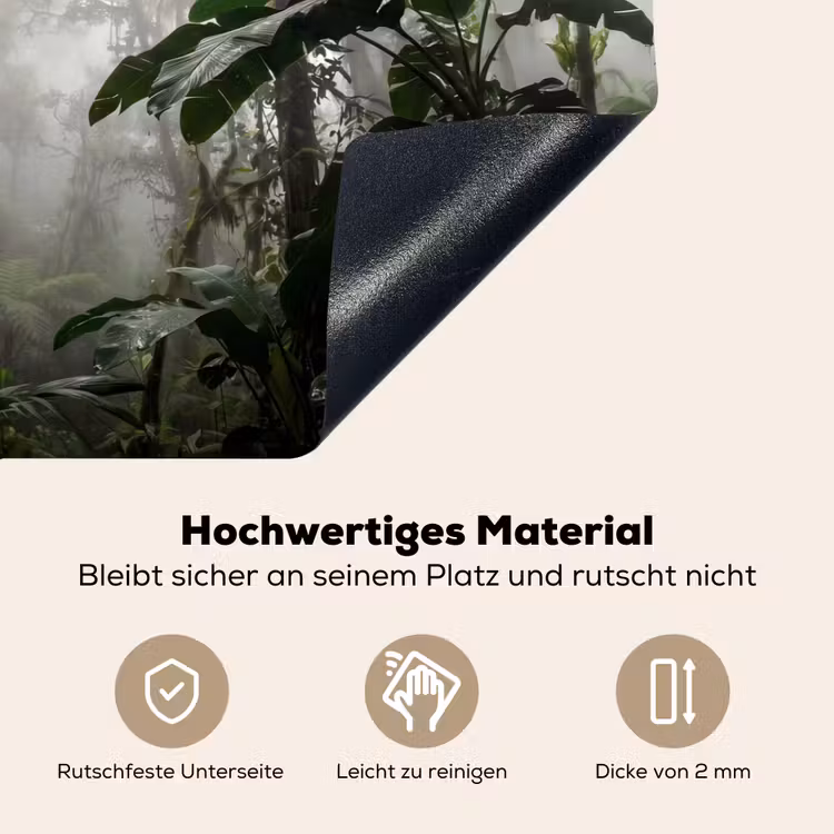 Natuur - Jungle - Mist - Groen - Bladeren Inductie beschemer met haakjes klein -ky-onderkant-de