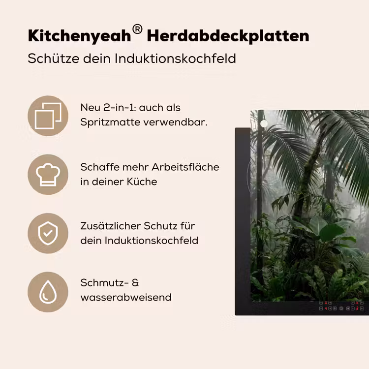 Natuur - Jungle - Mist - Tropisch - Groen Inductie beschemer met haakjes klein -ky-usp-de