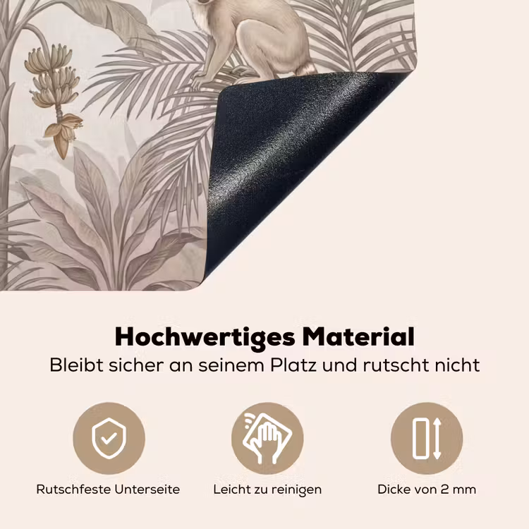 Natuur - Jungle - Ringstaartmaki - Bruin Inductie beschemer met haakjes klein -ky-onderkant-de