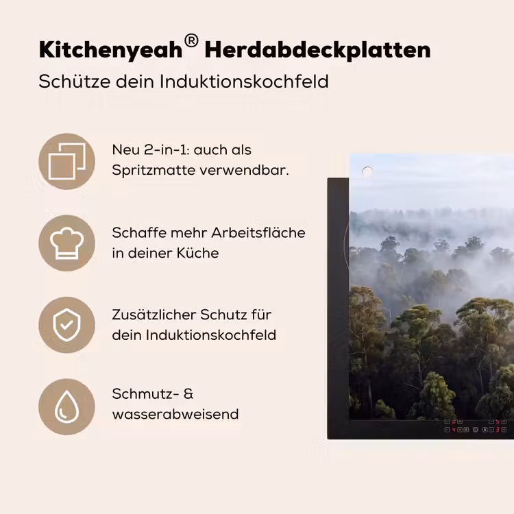 Natuur - Mist - Bos - Ochtend - Goud Inductie beschemer met haakjes klein -ky-usp-de