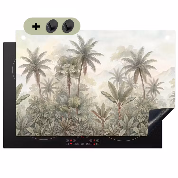 Natuur - Tropisch bos - Landschap - Aquarel - Groen Inductie beschemer met haakjes klein -3d