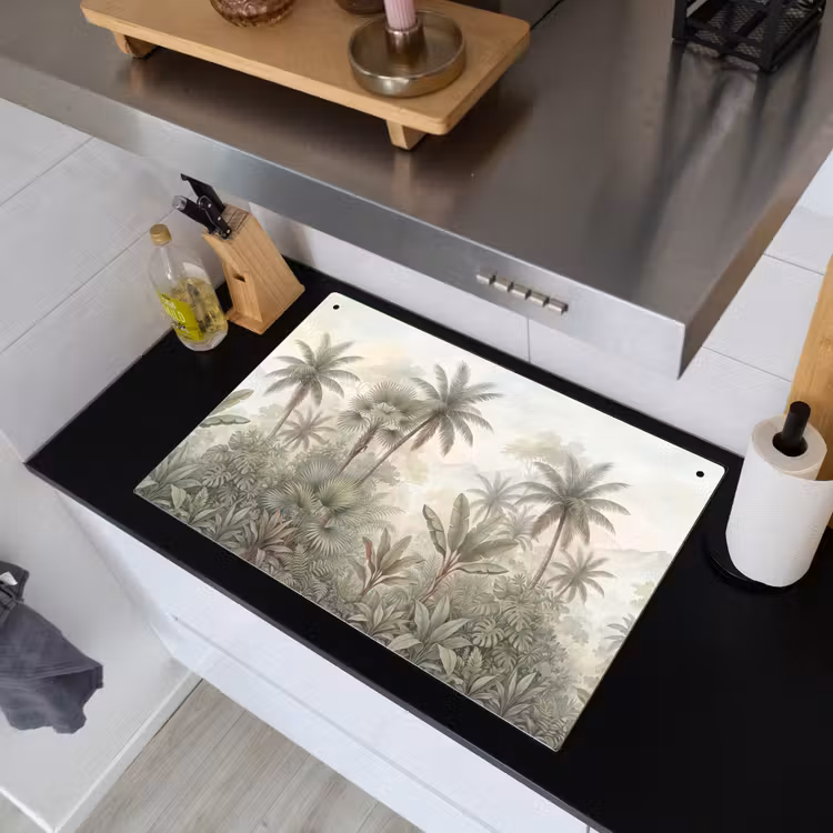 Natuur - Tropisch bos - Landschap - Aquarel - Groen Inductie beschemer met haakjes klein -sfeer1