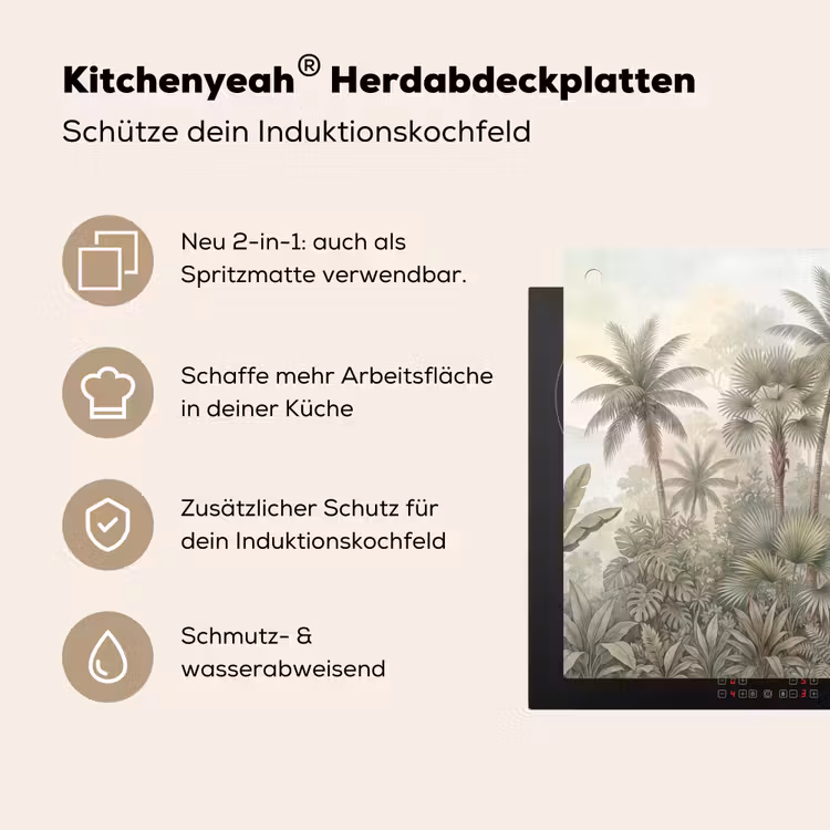 Natuur - Tropisch bos - Landschap - Aquarel - Groen Inductie beschemer met haakjes klein -ky-usp-de