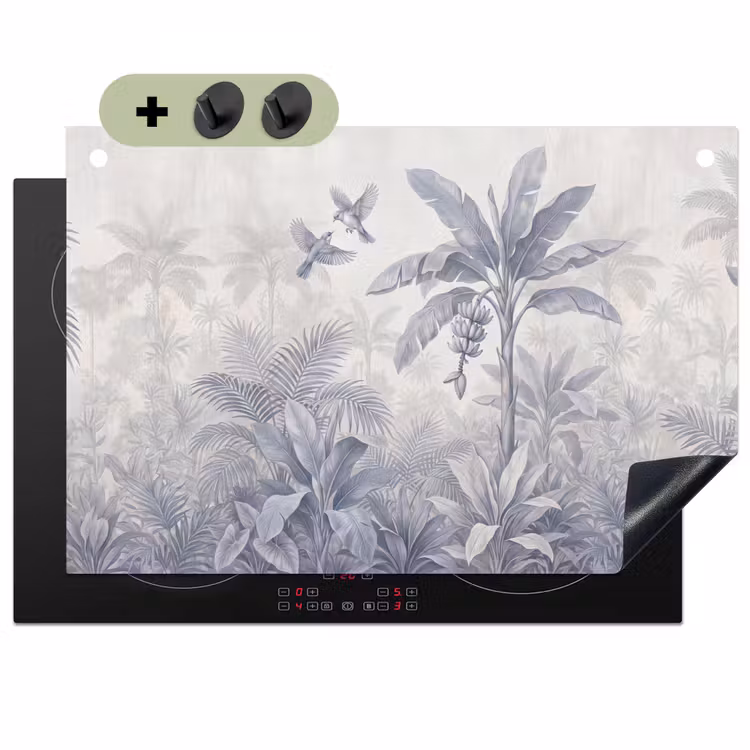 Natuur - Vogel - Jungle - Illustratie - Blauw Inductie beschemer met haakjes klein -3d