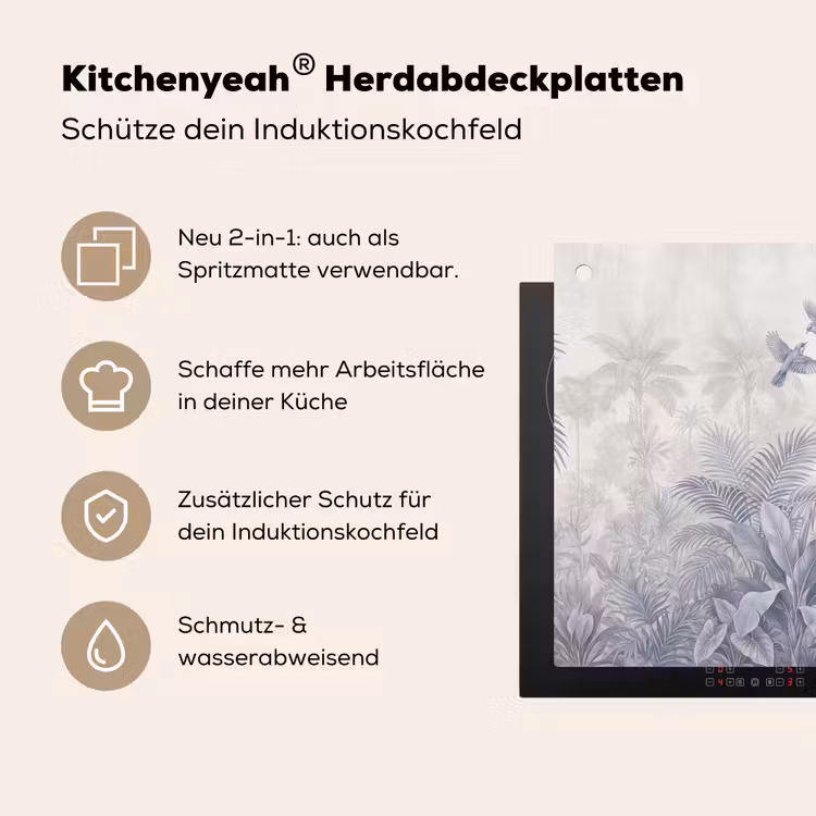 Natuur - Vogel - Jungle - Illustratie - Blauw Inductie beschemer met haakjes klein -ky-usp-de