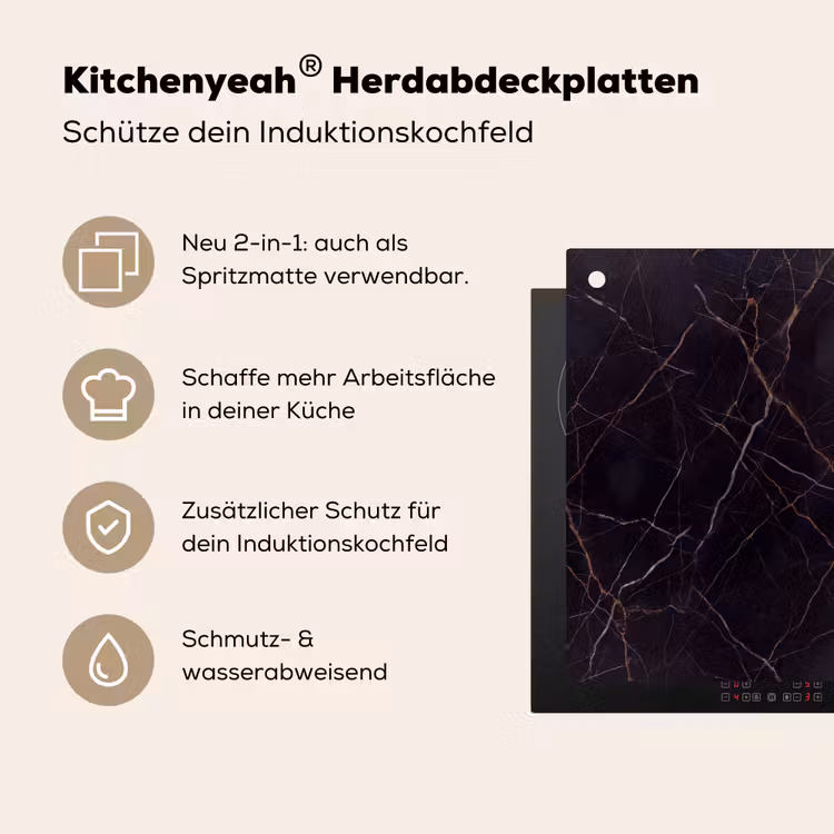 Natuursteen - Marmerpatroon - Abstract - Modern - Zwart - Goud Inductie beschemer met haakjes klein -ky-usp-de