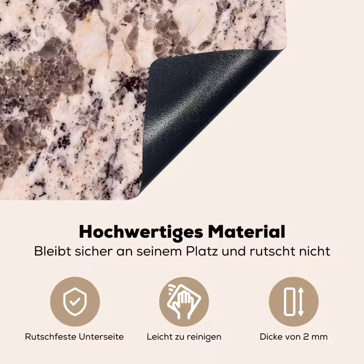 Natuursteen - Patroon - Abstract - Beige - Grijs Inductie beschemer met haakjes klein -ky-onderkant-de