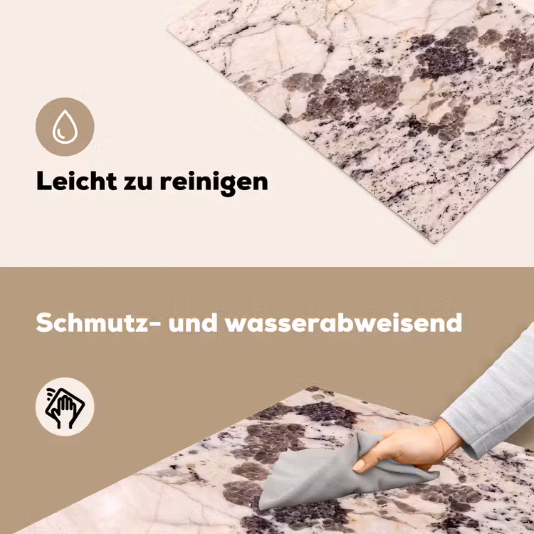 Natuursteen - Patroon - Abstract - Beige - Grijs Inductie beschemer met haakjes klein -ky-schoon-de